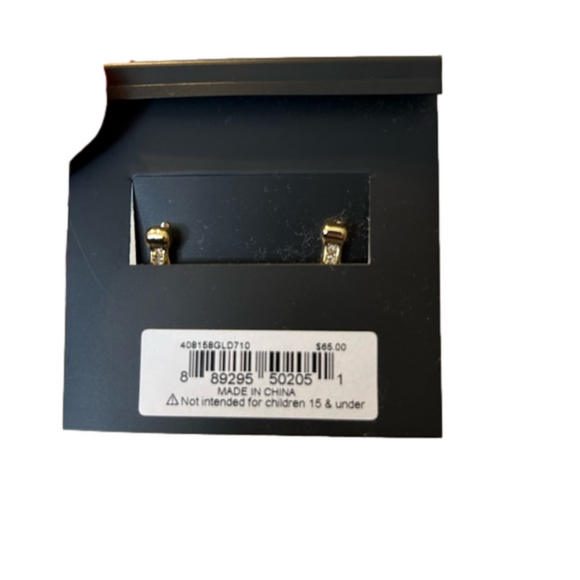 Coach Goldtone Huggie Earrings with Rhinestones NWT - Picture 4 of 6